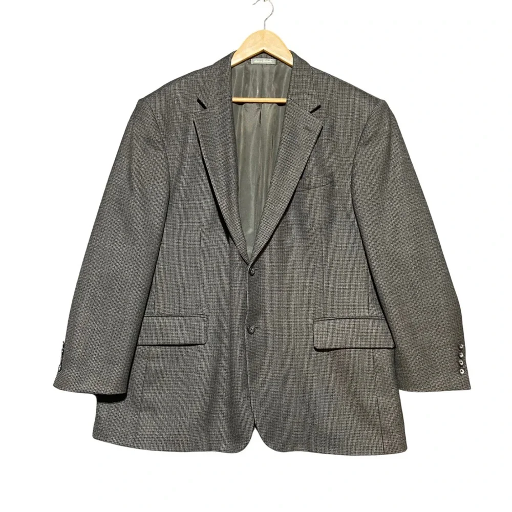 Oscar De La Renta Mens‎ Gray Patterned Wool Sport Coat Blazer Jacket Size 48R